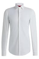 HUGO Camicia da uomo Kenno slim fit in jersey elasticizzato, bianco, 43 - 7