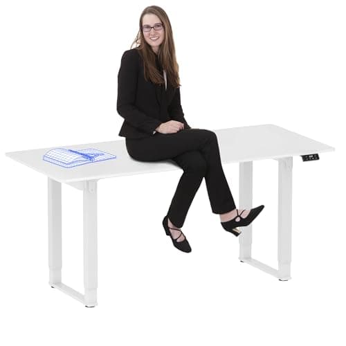 FLEXISPOT Electric Standing Desk 140x70cm with 4-legs and Dual Motors, Dining Room Table, Height Adjustable Desk for Home Office, White
