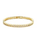 TINGN Gold Tennis Armband Damen 14K Vergoldet Tennisarmband Elegantes Cubic Zirconia Armband Classic 3mm Rund CZ Armkette Schmuck Geschenke für Frauen Damen Mädchen 6,5 Zoll - 1