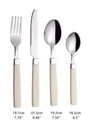 EXZACT Cubertería de 16 Piezas - Acero Inoxidable con Mangos de Colores, Apta para Lavavajillas - Crema - 4