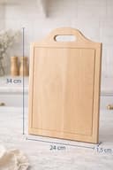 Tabla de Cocina de Madera de Abedul Natural grande36 x 24 cm. Tabla de Cortar con Asa Ergonómica y Canal Recoge Líquidos – Ideal para Uso Diario.decorativa - 3