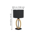 Eglo Basildon 1 - Lampada da Tavolo Minimalista in Legno, Tessuto e Metallo - Da Comodino e Soggiorno - Natura, Nero - Con Interruttore, E27 - 4