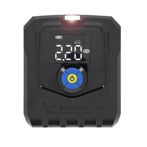 MICHELIN 009543 Compressore ad aria senza fili Pro – Gonfiatore elettrico portatile 10 BAR – Portata 19 L al min – Batteria al litio 11,1 V – Pressione programmabile – Lampada ideale per auto, moto