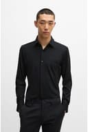 HUGO Camicia da uomo Kenno slim fit in jersey elasticizzato, Nero , 38 - 3