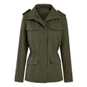 EMUKFD - Chaquetas anorak militares informales para mujer, ligeras, estilo safari, con cremallera y bolsillos, para primavera y otoño, 02-verde militar, XXL - 2
