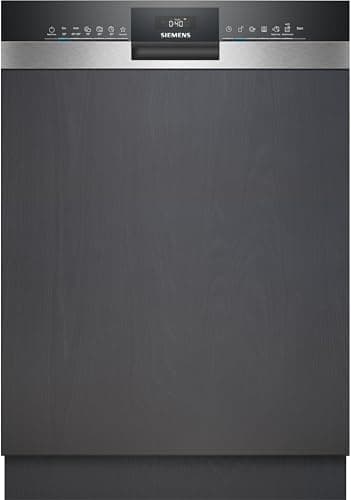 Siemens SN55YS00AE, iQ500 Smarter Geschirrspüler Teilintegriert, 60 cm breit, Made in Germany Besteckkorb, Edelstahl, Zeolith Trocken, extra leise, automatische Türöffnung, aquaStop, varioSpeed