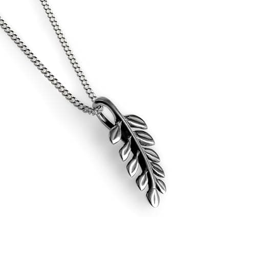 HENRYKA 925 Sterling Silver Miniature Royal Fern Leaf Necklace - 18 inch Chain | Minimal Boho Pendant | Nature Themed Gifts