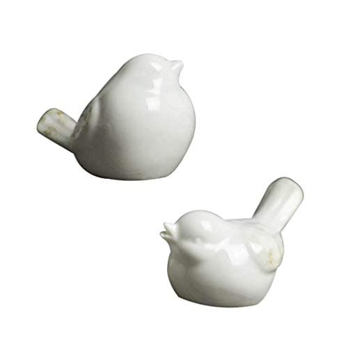 VORCOOL Set di 2 statuette di uccello in ceramica bianca per uccelli moderni sculture artigianali per paesaggio giardino casa ufficio desktop decorazione