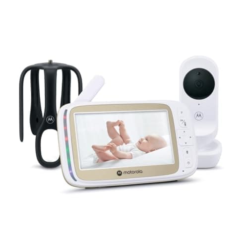 Motorola Nursery Baby monitor VM45 CONNECT con telecamera Wi-Fi e monitor da 5", visione HD 720p, comunicazione bidirezionale, controllo della temperatura, supporto per culla Stargrip, lunga portata