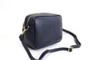 Lusso in pelle Double Zip Genuine Italian Leather Handbag - Handmade Leather Crossbody Bag - Elegant Women's Handbag (Navy) - 3