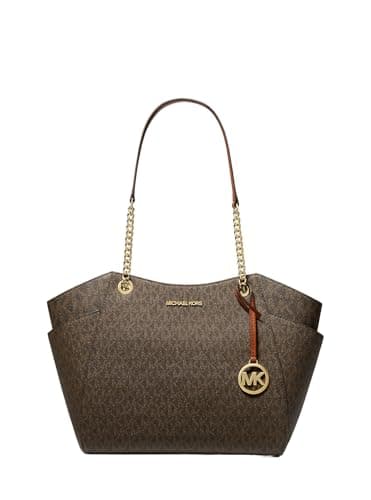 Michael Kors Jet Set Travel, White, Brown, Large