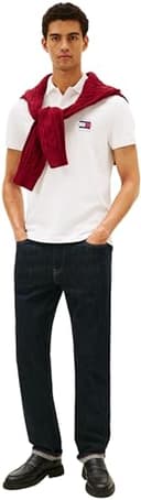 Tommy Hilfiger Men’s Short Sleeve Flag Graphic Pique Regular Fit Polo Shirt, White (Ecru), XXL - 2