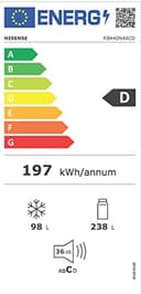 Hisense RB440N4ACD - Frigorífico Combi, Capacidad 336 L con 2metros Alto, Cajón Verduras, 4 Estrellas Congelador, Puerta Reversible, Silencioso 36dB, Inox - 13