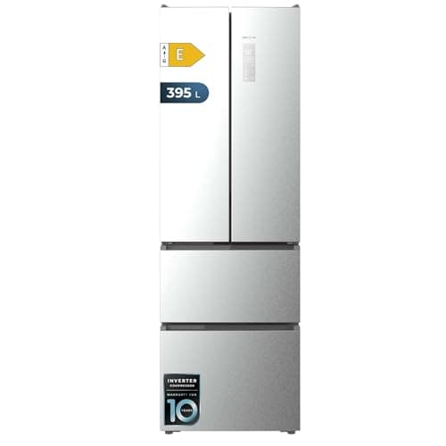 Cecotec Frigorífico Americano Puerta Francesa 395L, No Frost Bolero CoolMarket Combi F2D 395 Inox E. Altura 201cm y 59,5cm Ancho, MAX INSIDE con VIP tech, Cool Matrix, Bajo Consumo, Inox