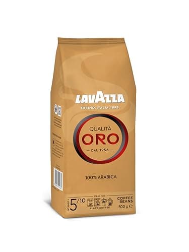 Lavazza, Qualità Oro, Café en Grano Natural, Ideal para la Máquina de Café Espresso, con Notas Aromáticas de Frutas y Flores, 100% Arábica, Intensidad 5, Tueste Medio, Paquete de 500 g