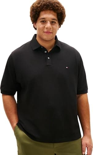Tommy Hilfiger Herren Poloshirt Kurzarm Regular Fit, Schwarz (Black), 4XLT
