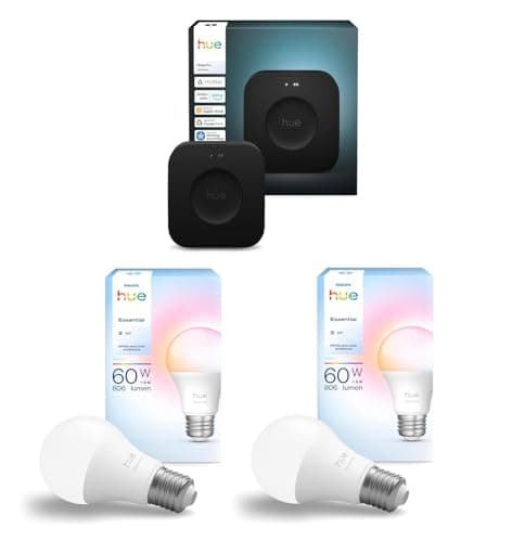 Philips Hue Bundle – 2x White & Color Ambiance 806 lm A60 E27 LED Smart Lampen + Hue Bridge Pro | Smarte Beleuchtung, WLAN-Steuerung, Kompatibel mit Alexa & Google Home