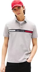 Tommy Hilfiger Uomo Maglietta Polo Maniche Corte Chest Insert Regular Fit, Grigio (Light Grey Heather), L - 1