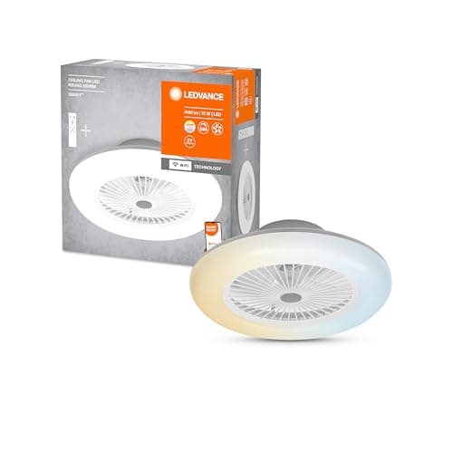 LEDVANCE Smart WiFi LED luce del ventilatore da soffitto, rotondo, bianco, dimmerabile, velocità dell'aria regolabile, include il telecomando, controllabile tramite app e assistente vocale