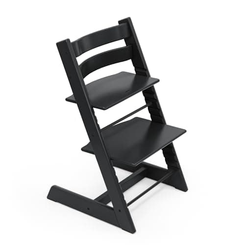 Stokke Sedia Tripp Trapp di , Nera - Sedia evolutiva e interamente regolabile per neonati, bambini e adulti - Comoda, confortevole ed ergonomica - Modello classico