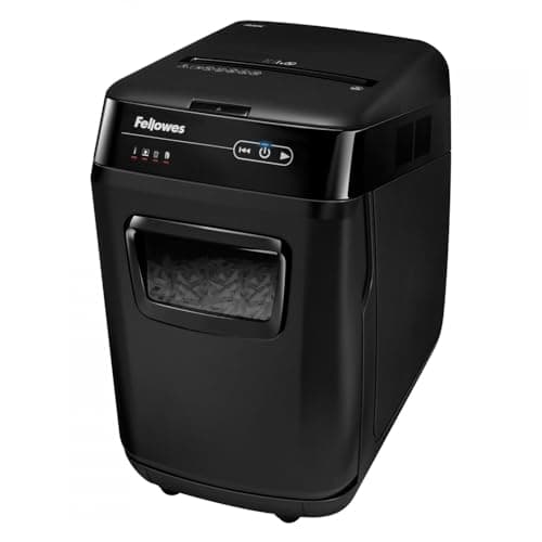 Fellowes AutoMax 200C - Destructora trituradora automática de Papel, destruye hasta 200 Hojas (10 manualmente), Corte en partículas, para 3-5 usuarios, Ultra-silenciosa