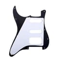 Musiclily Pro 11 Löcher Round Corner HSS Strat Schlagbrett Gitarren Pickguard mit 2 Schrauben Humbucking Pickup Mount für Fender American/Mexican Stratocaster E-Gitarre,3 lagig Schwarz - 2