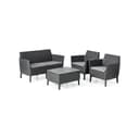 Keter Salemo Lounge Set, Set Mobili da Giardino in Rattan con Divano 2 Posti 2 Poltrone e Tavolino Porta Cuscini, Grafite - 1