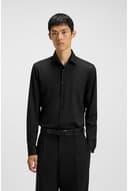 HUGO Camicia da uomo Kenno slim fit in jersey elasticizzato, Nero , 39 - 4