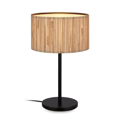 BRILONER Lámpara de mesa con pantalla de seagrass, interruptor de cable, E27, máx. 10W, lámpara, boho, estética, lámpara de cabecera, 25x41,5 cm, color natural