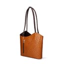 Damentasche mit Griffen und umwandelbar in einen Rucksack aus echtem Leder mit Straußenprägung. Italienisches Handwerksprodukt. Hergestellt in Italien GLX22300523FBG-06_CUOIO_14_T.MORO 28x25x9 cm - 3