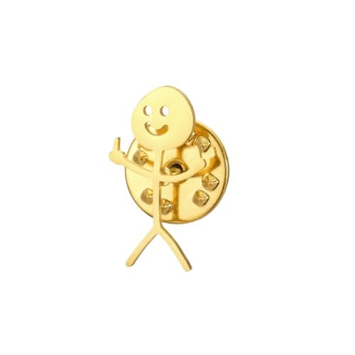 Dreamtimes Smiley Face Figurine Sign Language Spille per donne uomini in acciaio inox dito Stickman Trend Coppia Spilla Pin Punky e stravagante Spilla (Oro)