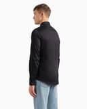 Armani Exchange Herren Smart Stretch Satin Freizeithemd, Schwarz, XL - 6
