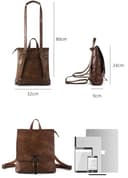 Kiepoar Damen Rucksack Leder Modischemit Mittelgroß Diebstahlschutz, Umhängetasche aus Echtem Handtasche 3-in-1 Lederrucksack für Uni Arbeit Schule Reise - 4