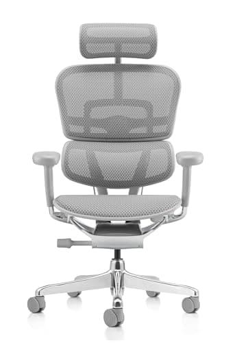 PROCOMFORT ERGOHUMAN Elite Evolution TASC – Poltrona Ergonomica Ufficio 24H, Supporto Lombare Avanzato, Seduta Regolabile, Mesh Traspirante, Portata 150 kg (Silver)