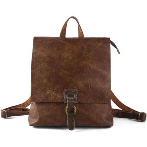 Kiepoar Damen Rucksack Leder Modische Mittelgroß mit Diebstahlschutz, Umhängetasche aus Echtem Leder Handtasche 3-in-1 Lederrucksack für Uni Arbeit Schule Reise