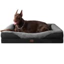 EHEYCIGA Orthopädisches Hundebett Grosse Hunde, 122x89x18.5cm, Memory Foam Waschbar und Wasserdicht Hundekorb mit 4 Rändern, Hundesofa Hundecouch rutschfest, Grau/Schwarz - 1