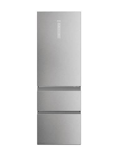 Haier 3D 60 Series 5 HTW5618ENMG - Frigorífico Combi, WIFI, Botellero, Funciones Inteligentes, 360L, My Zone, Cajón Humidity Zone, Total No Frost, Ancho 59,5cm, Motor Inverter, Luz LED, Inox