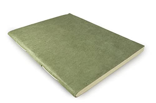 Nepali Companion Notizbuch mit handgefertigtem Papier und pflanzlich gefärbtem Softcover, hergestellt in Nepal, groß, Salbeifarben