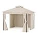 blumfeldt Mondo Dual - Gazebo, 3x3, Doppio Tetto & Zanzariere, Telaio in Metallo Antiruggine, Tende per Privacy, Resistente Gazebo da Esterno, Facile da Montare, Beige - 1