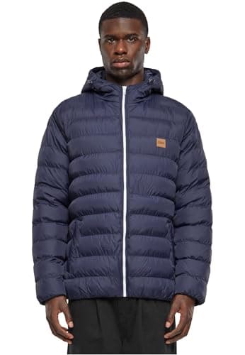 Giacca Invernale da Uomo con Cappuccio, Calda e Trapuntata, Piumino Adatto anche alle Mezze Stagioni Colore: Blu/Bianco/Blu, Taglia: 3XL