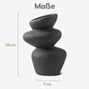 PEUZ Steinturm Vase aus Keramik – Skulpturale Keramikvase mit rauer Steinstruktur, für Trockenblumen, Pampasgras, frische Blumen oder als Dekoobjekt, handgefertigt, matt schwarz, ca. 20 cm - 6