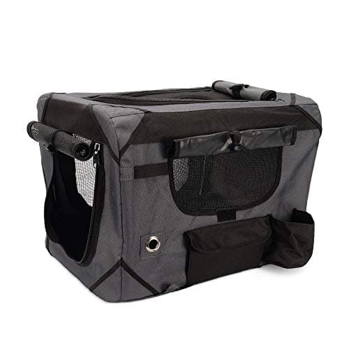 ZEUS Deluxe Weiche Haustierbox mit Aufbewahrungsbox, ideal für Reisen und Training, groß, Grau/Schwarz