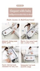 Magic ZC Electric Bluetooth Smart Next to Me Crib, Convertible Baby Bedside Crib, Foldable Co-Sleeping Bassinet, Remote and 5 Swaying Gears, Infant Bedside Sleeper Cradle with Music (601 Grey) - 3