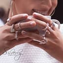 Silverly Anillos Ajustables Concha Ojo Shiva Mujer | Anillos Plata de Ley 925 | Anillo Plata Maciza Acabado Satinado Piedra Preciosa | Diseño Ajustable Piedra Nacimiento Espiral Envolvente - 9