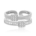 Meissa Anillo doble de mujer de plata 925 ajustable diseño ancho y apilable con circonita joyería elegante en oro y plata regalo para aniversario cumpleaños San Valentín anillo hecho a mano, Plata - 3