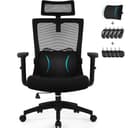 Daccormax Bürostuhl Ergonomisch, Schreibtischstuhl mit Verstellbarer Kopfstütze, Armlehnen, Lendenwirbelstütze, Drehstuhl Wippfunktion bis 135°, Chefsessel aus Mesh,Rückenschonend, Bürostuhl 150kg - 1