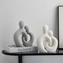 Eachave Escultura romántica de Pareja en cerámica Blanca - Estatua Moderna de Amantes para Decorar Sala de Estar, Oficina y Dormitorio Aniversarios y San Valentín - 6