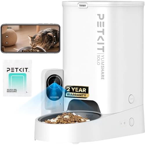 PETKIT Automatic Cat Feeder with Camera, 1080P HD Video with Night Vision, 2-Way Audio, 3L Auto Cat Feeder with Battery-Backup, Low Food & Blockage Sensor, App Control Cat Food Dispenser, 2.4Ghz Wi-Fi