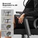 MELOKEA Sedia Ufficio Ergonomica Portata 200KG, Profondità del Sedile Regolabile, Supporto Lombare Automatico, 4 Angoli di Inclinazione Braccioli 4D Nero Sedia da Scrivania Girevole con Ruota di Gomma - 7
