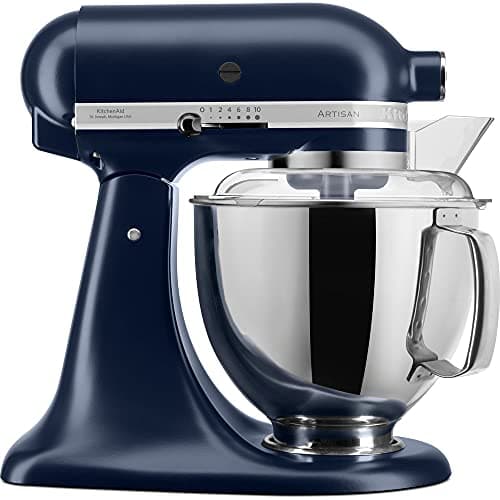 KitchenAid Batidora amasadora - Artisan - Robot de Cocina con Cabezal Inclinable - Amasadora con 5 Accesorios - Batidora de repostería con 2 boles de Acero Inoxidable - 4,8 L y 3 L - Azul tinta